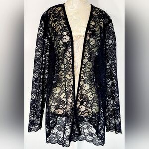 Alex Evenings open front black lace cardigan